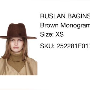 Ruslan Baginskiy Brown Monogram Wool Fedora Hat
